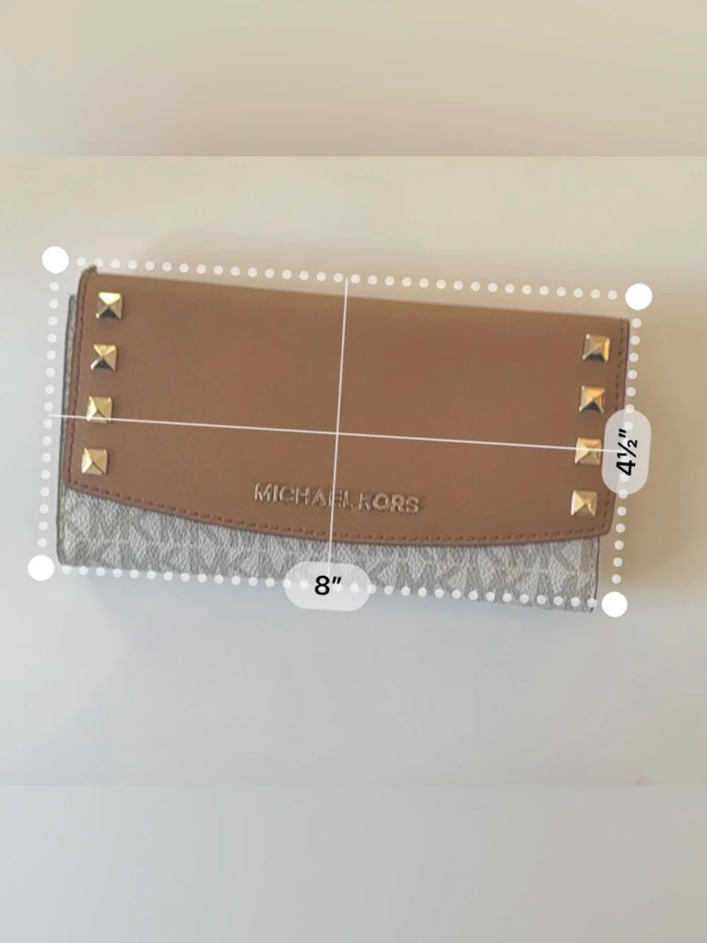 Michael Kors Brown Leather Trim Continental Wallet